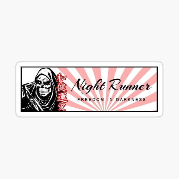 Night Runner Grim Reaper Box Slap JDM Kanji Drifting Art Sticker