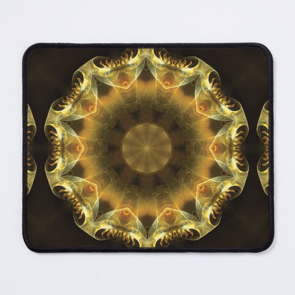 Item preview, Fractal 10-point mandala in gold, brown and cream designed and sold by effervescence.
