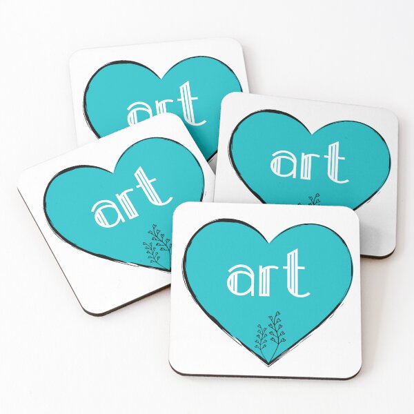 Item preview, I Love Art Aqua Floral Minimal Heart designed and sold by SpringMoonPress.