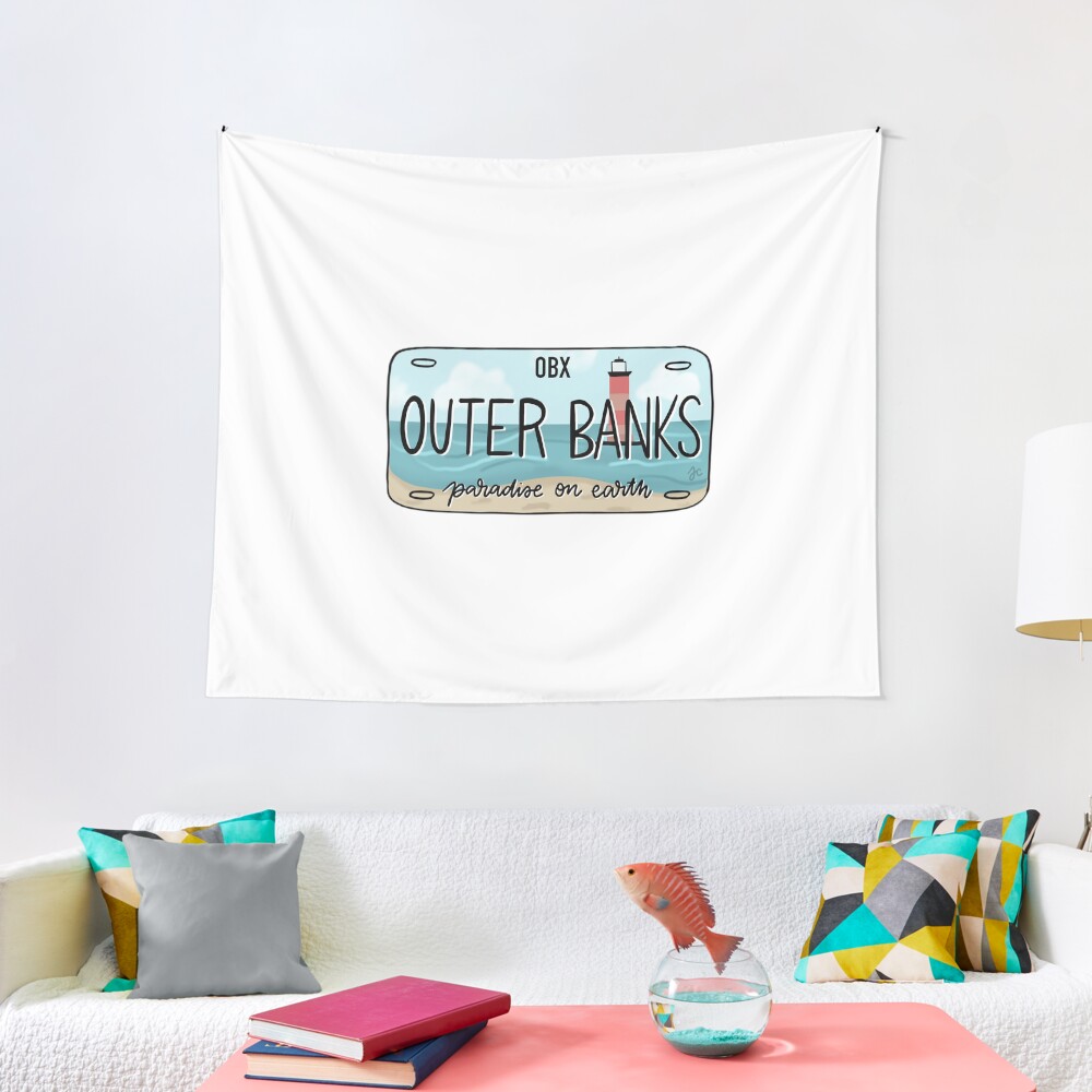 THE ORIGINAL OBX license plate bright Tapestry
