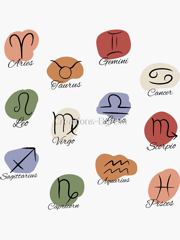 Astrology Signs With Names Sticker