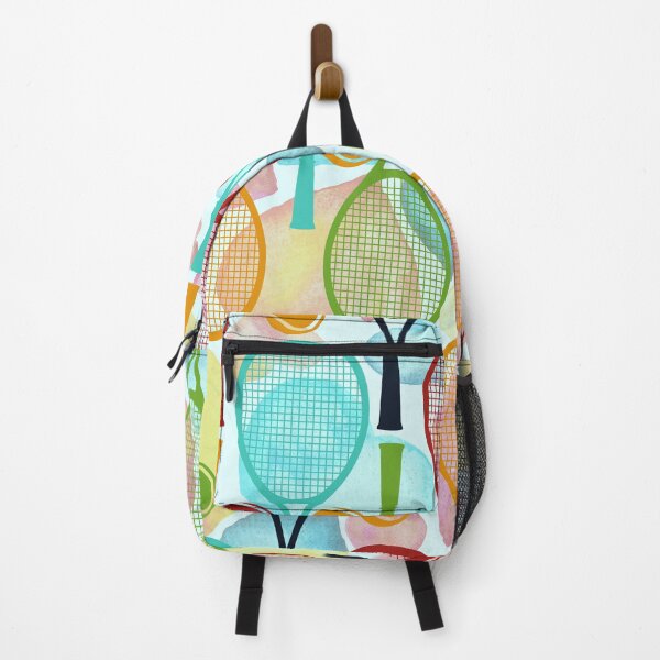 Item preview, I love tennis, multi color design with tennis racquet, balls and hearts designed and sold by sweetees4u.