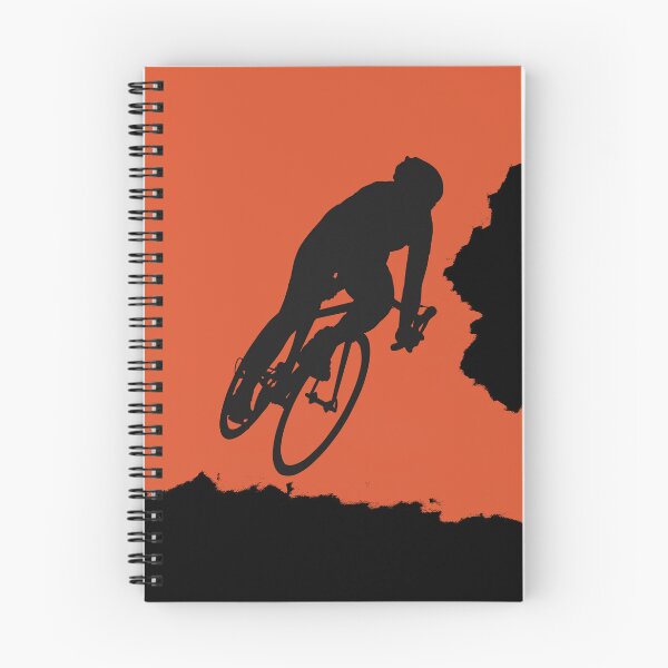 Item preview, Bikerider rides the bicycle, black silhuette on orange background designed and sold by marina63.
