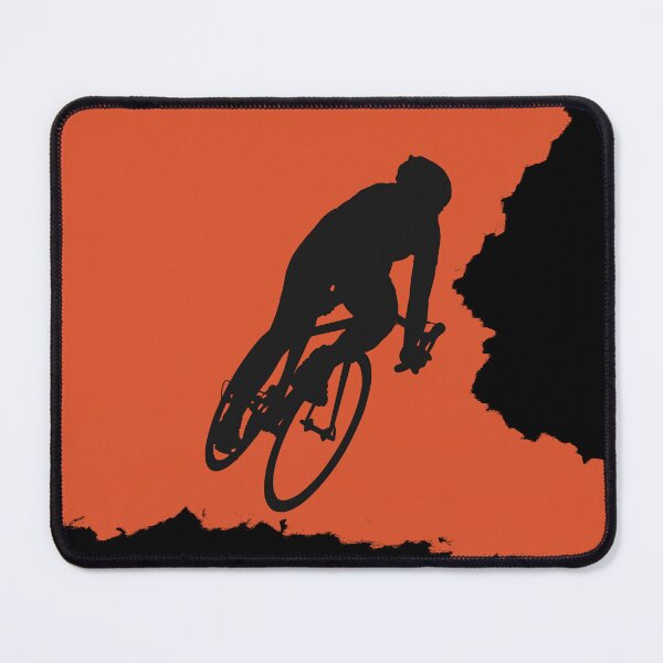 Item preview, Bikerider rides the bicycle, black silhuette on orange background designed and sold by marina63.