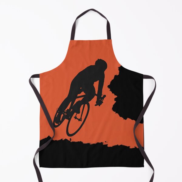Item preview, Bikerider rides the bicycle, black silhuette on orange background designed and sold by marina63.