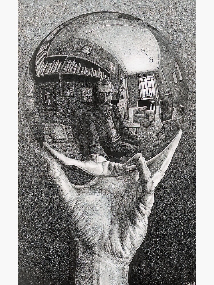 Disover Hand with Reflecting Sphere by Maurits Cornelis Escher Premium Matte Vertical Poster