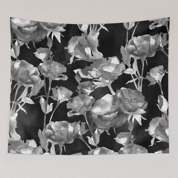 Item preview, Black Watercolor Floral designed and sold by Carolina Diaz.