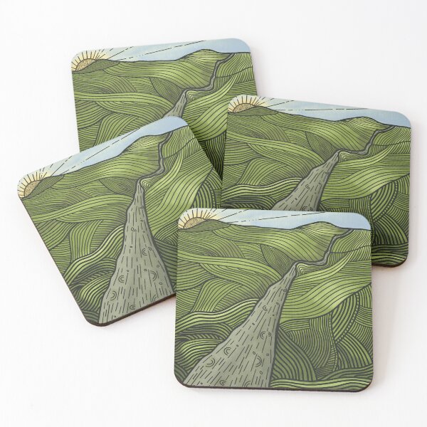 Item preview, Green Hills and Sun Line Art Design designed and sold by WalkSimplyArt.