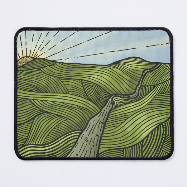 Item preview, Green Hills and Sun Line Art Design designed and sold by WalkSimplyArt.