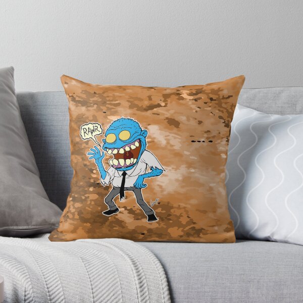 Frisky Blue Zombie Throw Pillow