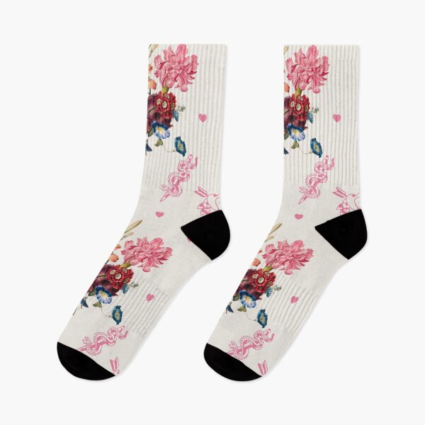 Item preview, Romantic Valentine Bouquet of Vintage Flowers with Tatoo Dagger Graphics designed and sold by Trish Dish.