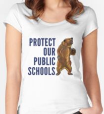 Protect Our Public Schools - Grizzly Bear Image Women's Fitted Scoop T-Shirt
