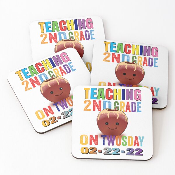 Item preview, Cartoon Apple and Teaching 2nd grade on twosday 02-22-22 designed and sold by TJHstudio.
