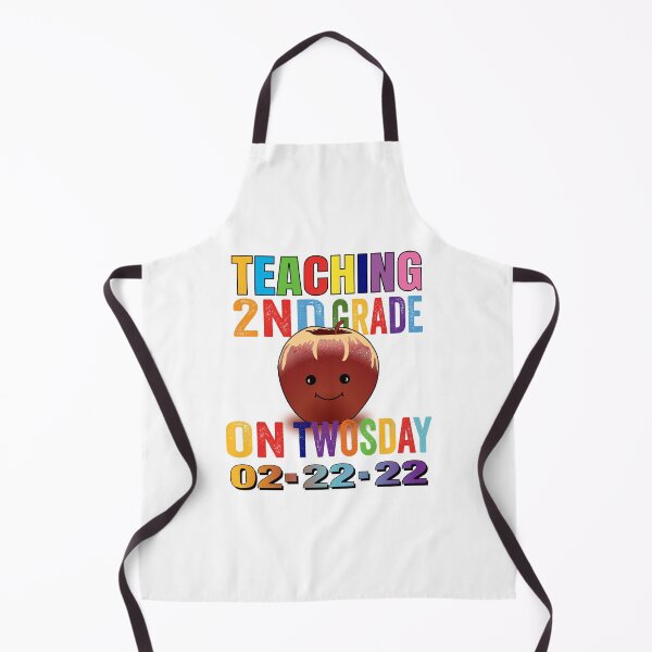 Item preview, Cartoon Apple and Teaching 2nd grade on twosday 02-22-22 designed and sold by TJHstudio.