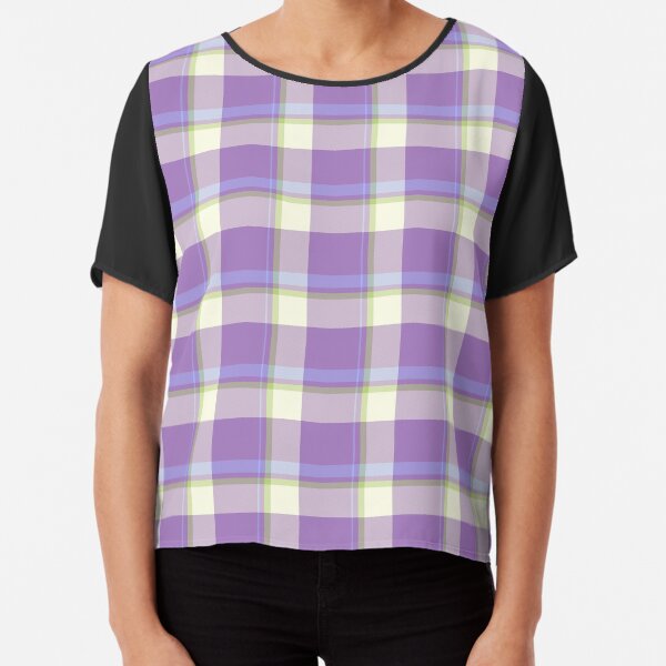 Lavender Tartan Design by Julie Everhart Chiffon Top