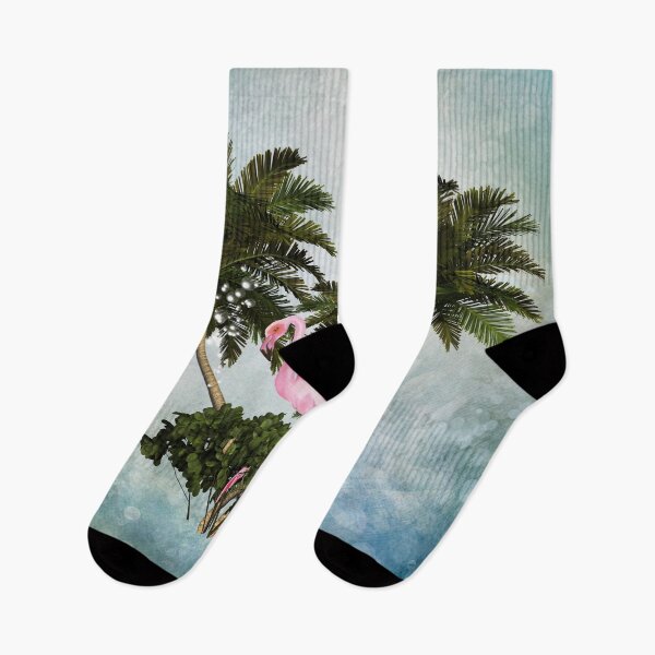 Item preview, Wonderful flamingo with palm trees designed and sold by nicky2342.