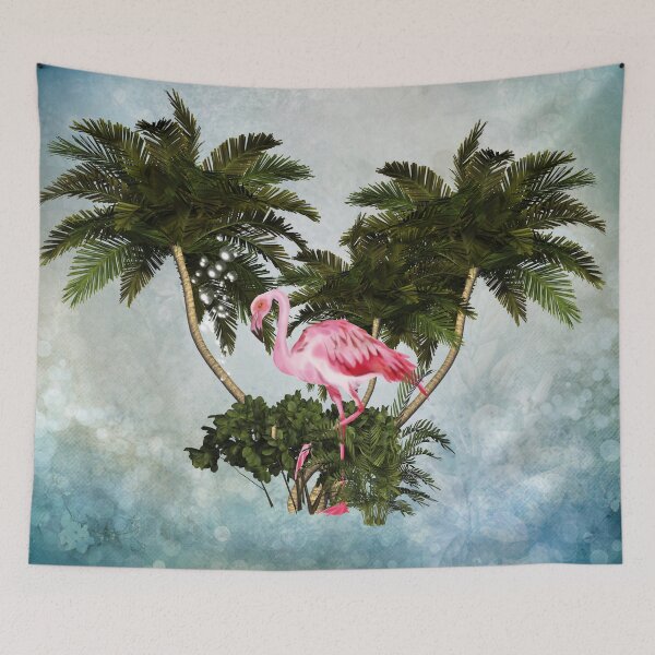 Item preview, Wonderful flamingo with palm trees designed and sold by nicky2342.