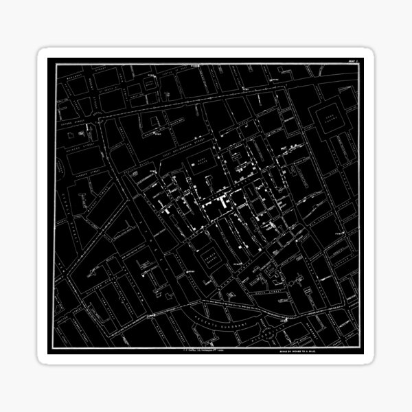Item preview, John Snow's Cholera Map (white-on-black) designed and sold by johnb78.