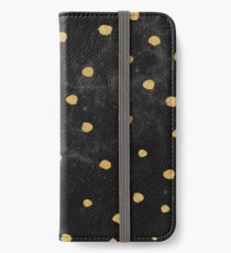 Galaxy Space Pattern - Gold Dots on Black Stars iPhone Wallet/Case/Skin