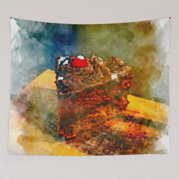 Item preview, Chocolate cake. Still life. Digital watercolor painting designed and sold by Vivid Studio.