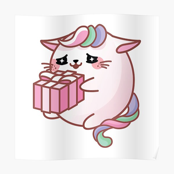 Unicorn Kitten Get A Birthday Present Poster For Sale By Pawaesthetic