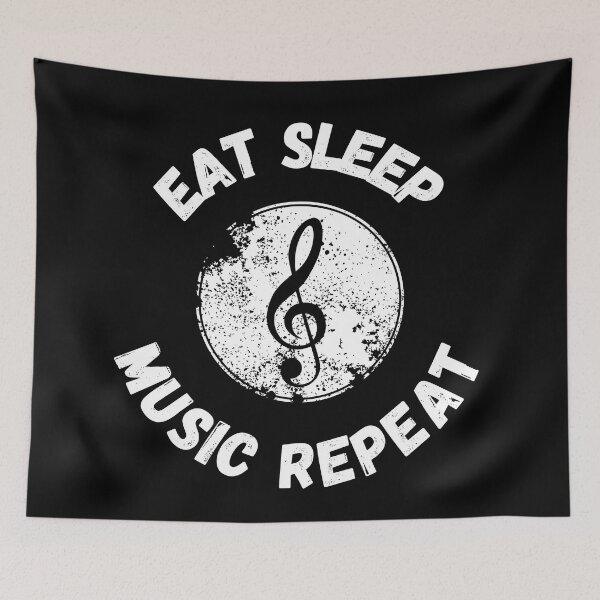 Item preview, Eat Sleep Music Repeat Treble Clef Distressed Grunge Effect In Black designed and sold by LuckyKermit.