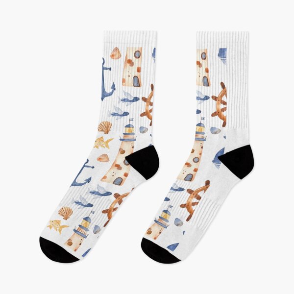 Item preview, Sea pattern whale, lighthouse, anchor, fish designed and sold by Meer-Lifestyle.