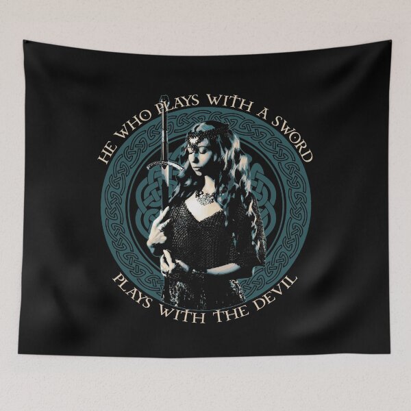 Item preview, He Who Plays With a Sword, Traditional Celtic Proverb Female Warrior Design, Celtic Gifts designed and sold by Proverbial Wisdom Design.