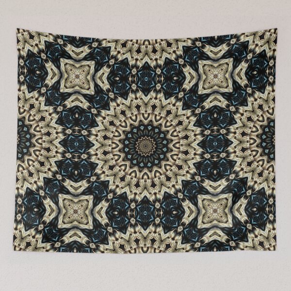 Item preview, Mandala in light tan and black with blue highlight designed and sold by effervescence.
