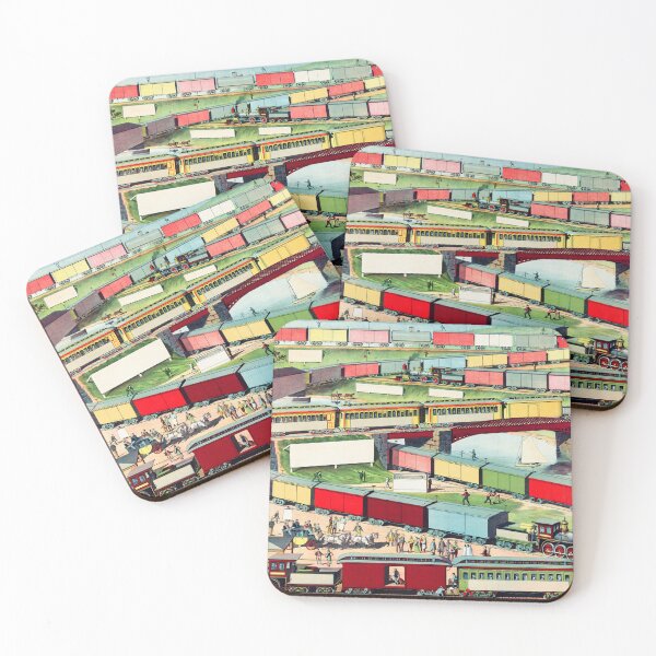 Aperçu de l'œuvre Peinture de trains de voyageurs et de marchandises en zigzag créée et vendue par InHerits.