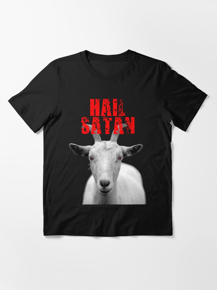 White Classic Sabbatic Baphomet Goat Head Long Sleeve Shirt Occult Hail Satan 