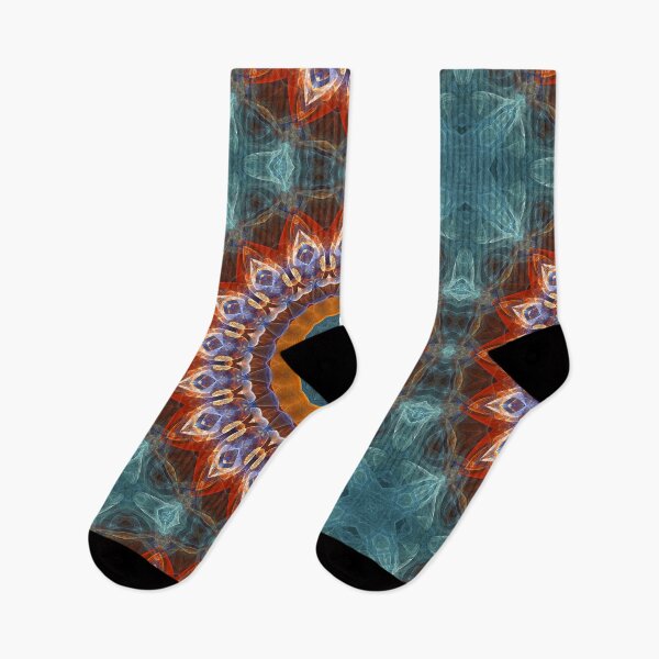 Item preview, Detailed mandala in teal, rust, and blue designed and sold by effervescence.