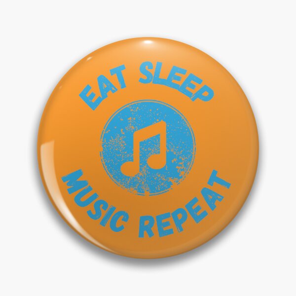 Item preview, Eat Sleep Music Repeat Quaver Distressed Grunge Effect Blue Letters In Orange designed and sold by LuckyKermit.
