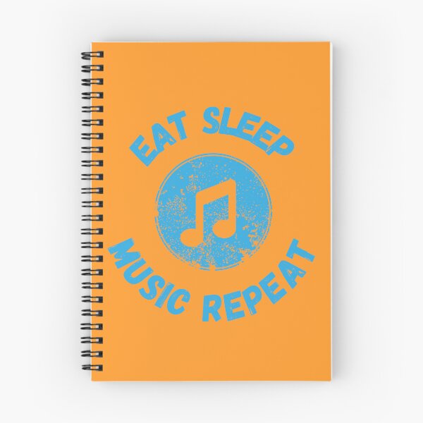 Item preview, Eat Sleep Music Repeat Quaver Distressed Grunge Effect Blue Letters In Orange designed and sold by LuckyKermit.