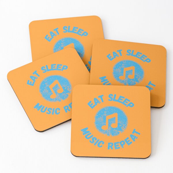 Item preview, Eat Sleep Music Repeat Quaver Distressed Grunge Effect Blue Letters In Orange designed and sold by LuckyKermit.