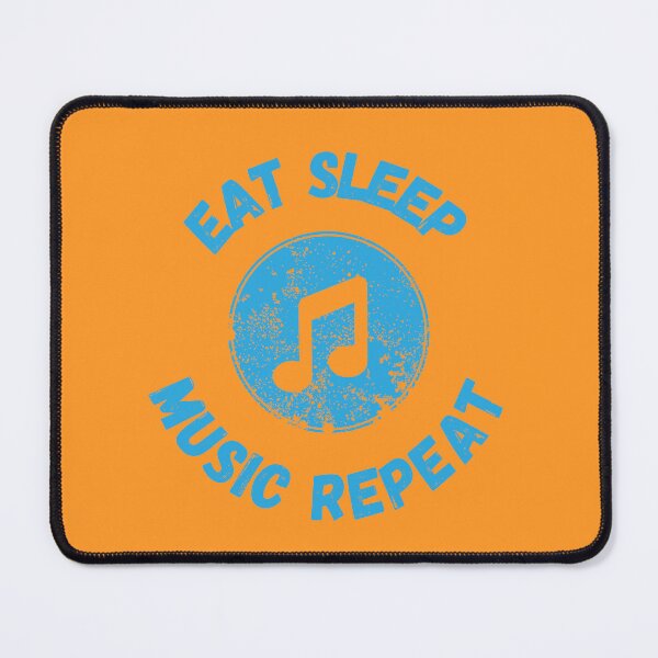 Item preview, Eat Sleep Music Repeat Quaver Distressed Grunge Effect Blue Letters In Orange designed and sold by LuckyKermit.