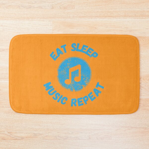 Item preview, Eat Sleep Music Repeat Quaver Distressed Grunge Effect Blue Letters In Orange designed and sold by LuckyKermit.