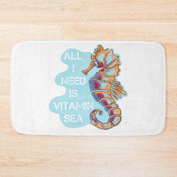 Item preview, Seahorse, All I need is vitamin sea, quote and cartoon designed and sold by DebbieJoyArt.