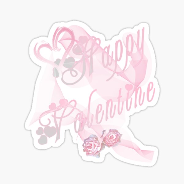happy valentine Herz Rosen Tüll rosa Sticker