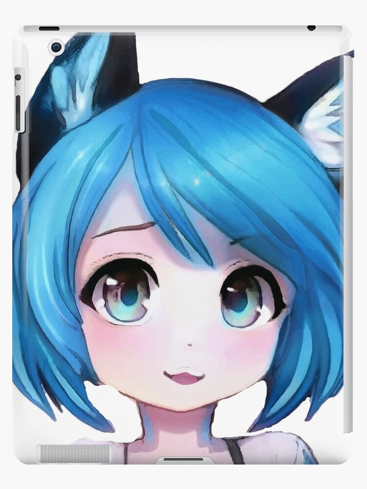 Kawaii Anime Neko Cat Girl With white hair | iPad Case & Skin