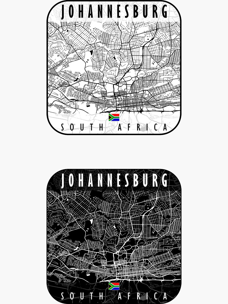 "JOHANNESBURG MAP SOUTH AFRICA Sticker Pack" Sticker for Sale by