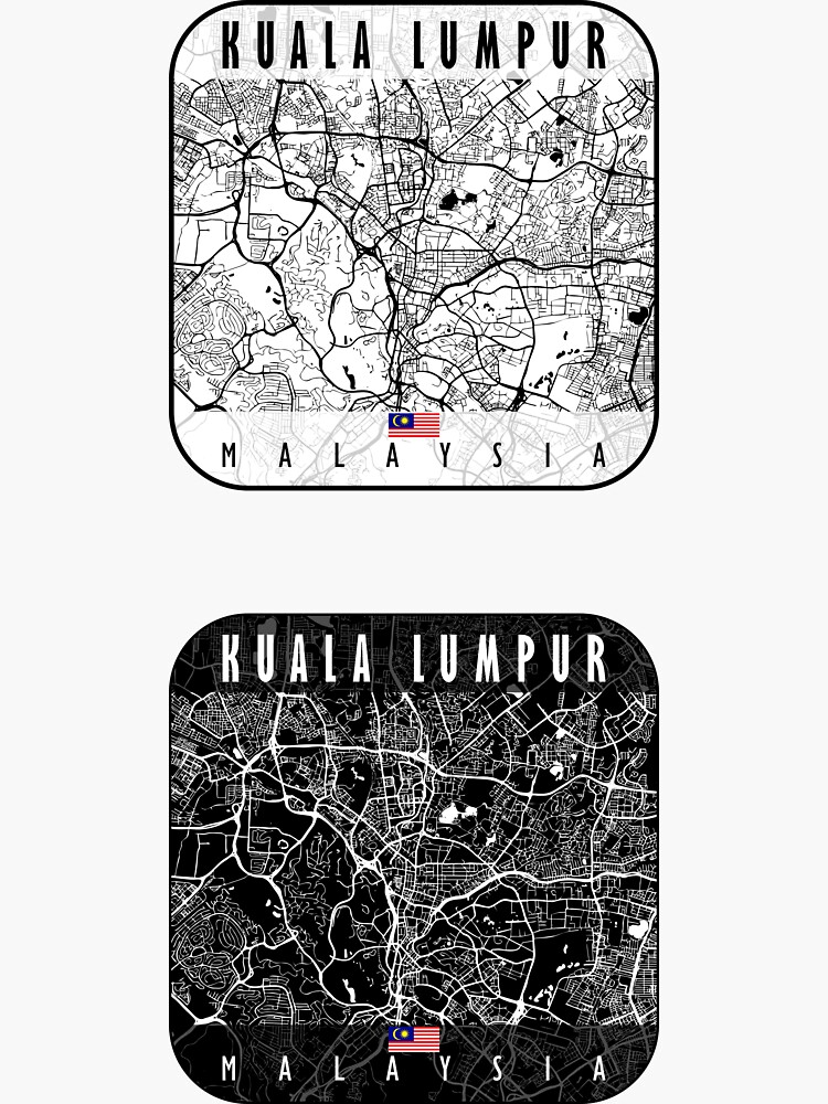 Kuala Lumpur Map Malaysia Sticker Pack Sticker For Sale By Hatimelhag Redbubble