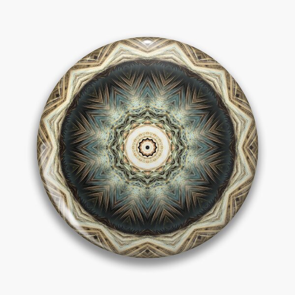 Item preview, Fractal 12-point star mandala in cream and green designed and sold by effervescence.