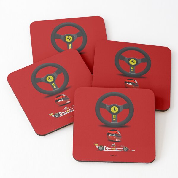 Item preview, Gilles Villeneuve Front 312T4 - Steering wheel, helmet and car print designed and sold by JageOwen.