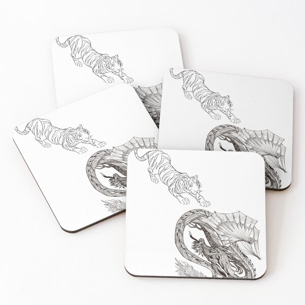 Item preview, Fantasy Dragon and Tiger Yin Yang Tattoo Style Sticker designed and sold by bushra-tees.