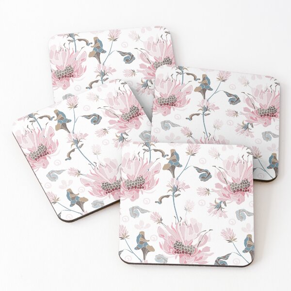 Item preview, Pink Flowers Seamless Pattern On White Background designed and sold by GeeHanz.