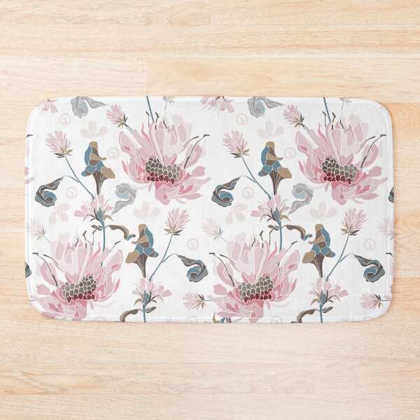 Item preview, Pink Flowers Seamless Pattern On White Background designed and sold by GeeHanz.