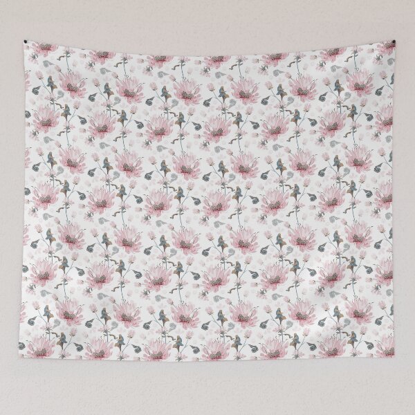 Item preview, Pink Flowers Seamless Pattern On White Background designed and sold by GeeHanz.