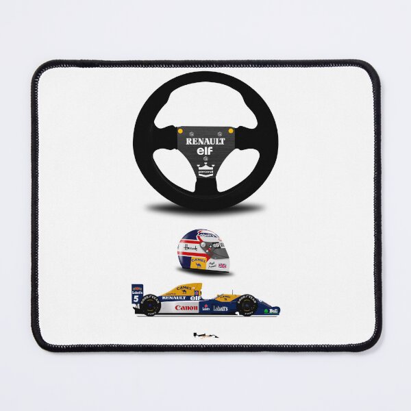 Item preview, Nigel Mansell FW14B - Steering wheel, helmet and car print (white) designed and sold by JageOwen.