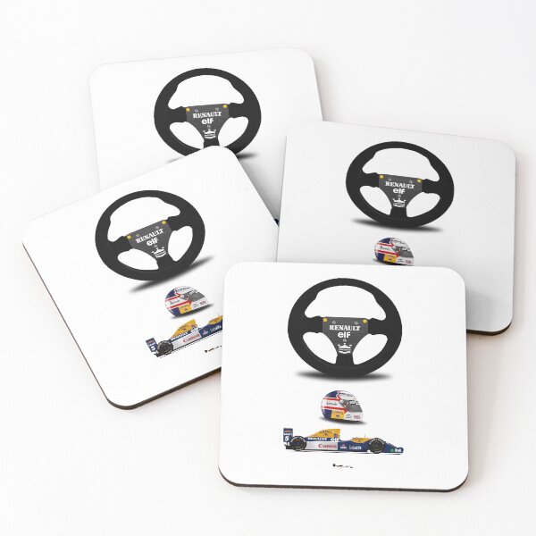 Item preview, Nigel Mansell FW14B - Steering wheel, helmet and car print (white) designed and sold by JageOwen.